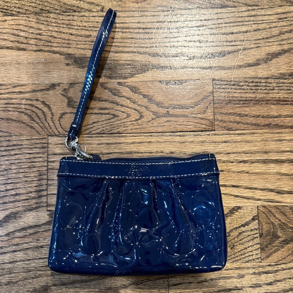 Coach Glossy Navy Blue Wristlet